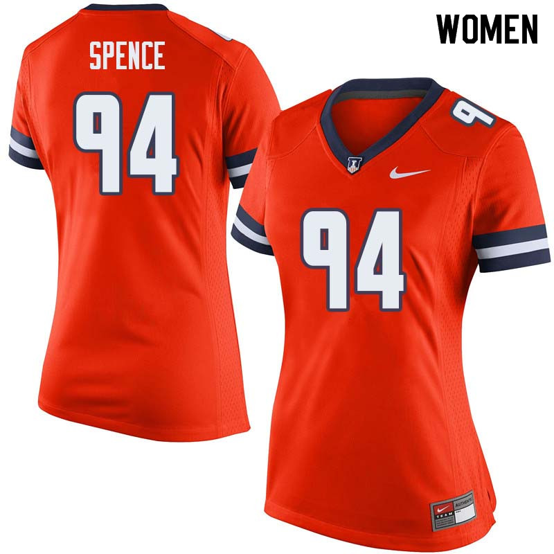 Women #94 Akeem Spence Illinois Fighting Illini College Football Jerseys Sale-Orange
